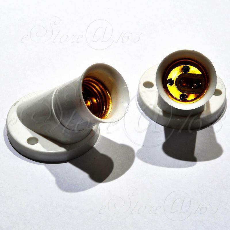 2x E27 Screw Base Round Oblique Wall / Celling Mounted Light Bulb Lamp Socket -B