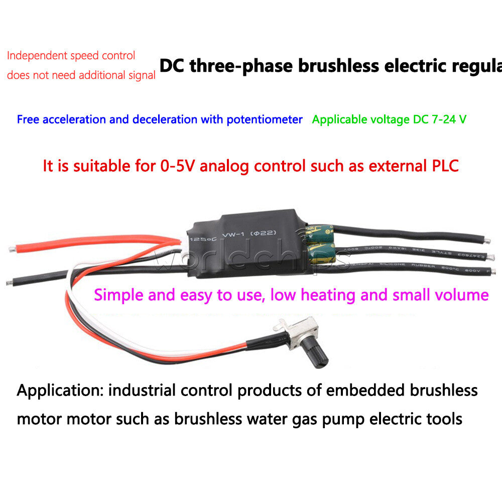 200/1000W 3 phase Brushless Hall Motor Pump Driver ESC Speed Controller DC 6-24V
