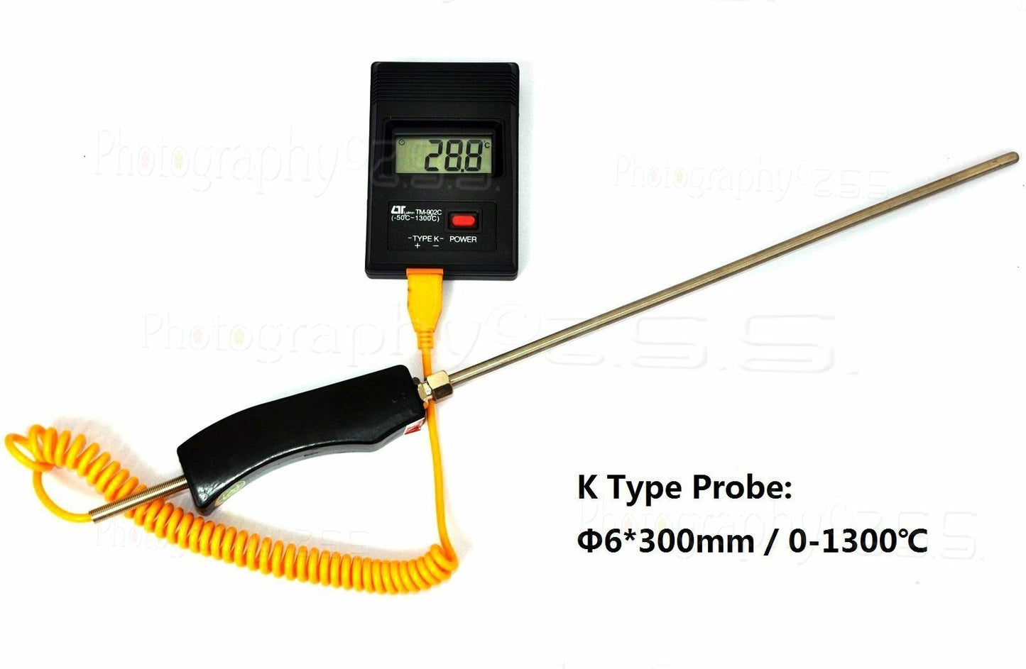 K Type Digital Fire Concrete Thermometer TM-902C+30cm WRNK-187 Probe -50~1300℃_C