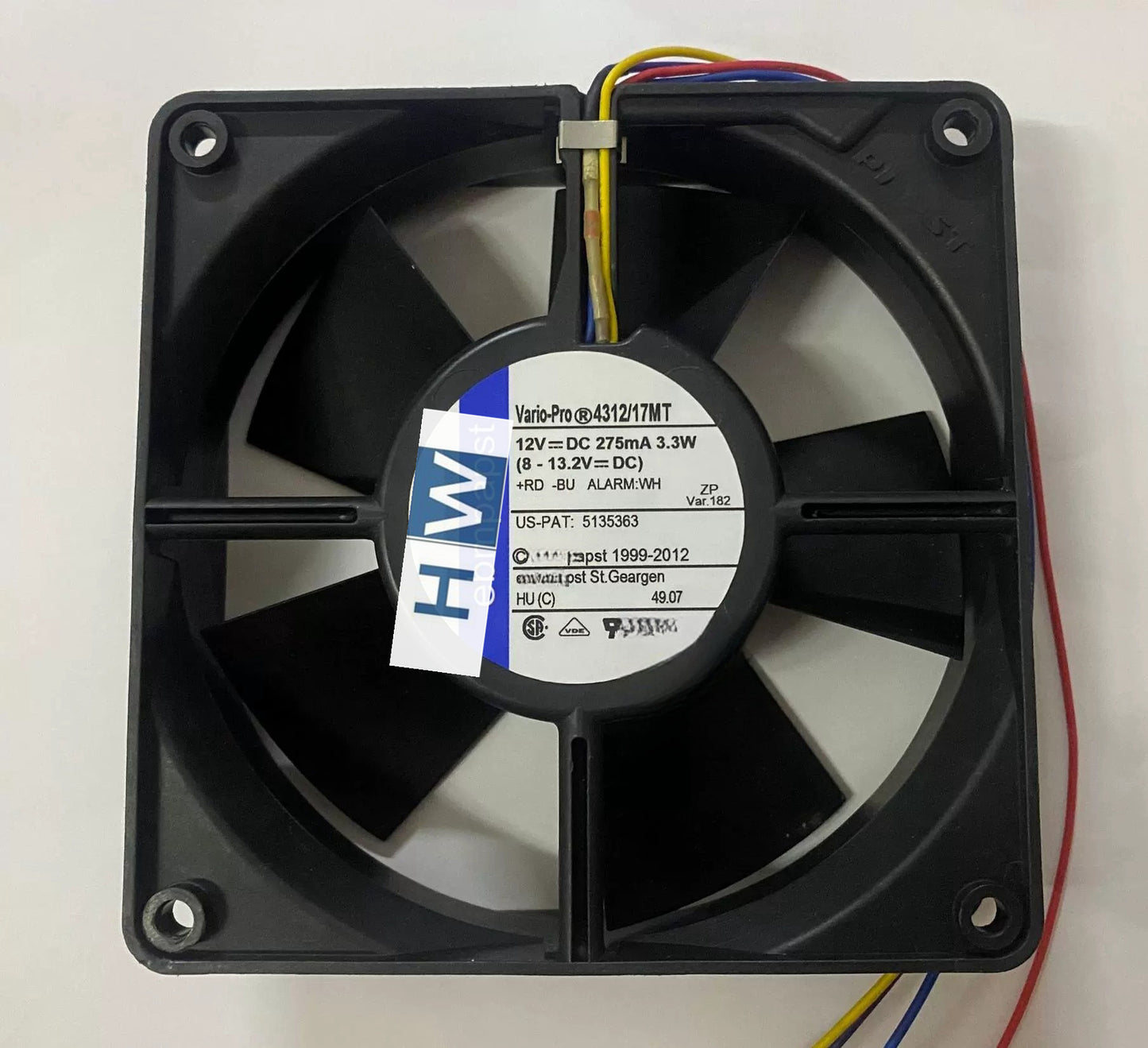 1/piece 4312/17MT 12V 275mA 3.3W 4-wire 120×120×32mm Speed Regulation Fan
