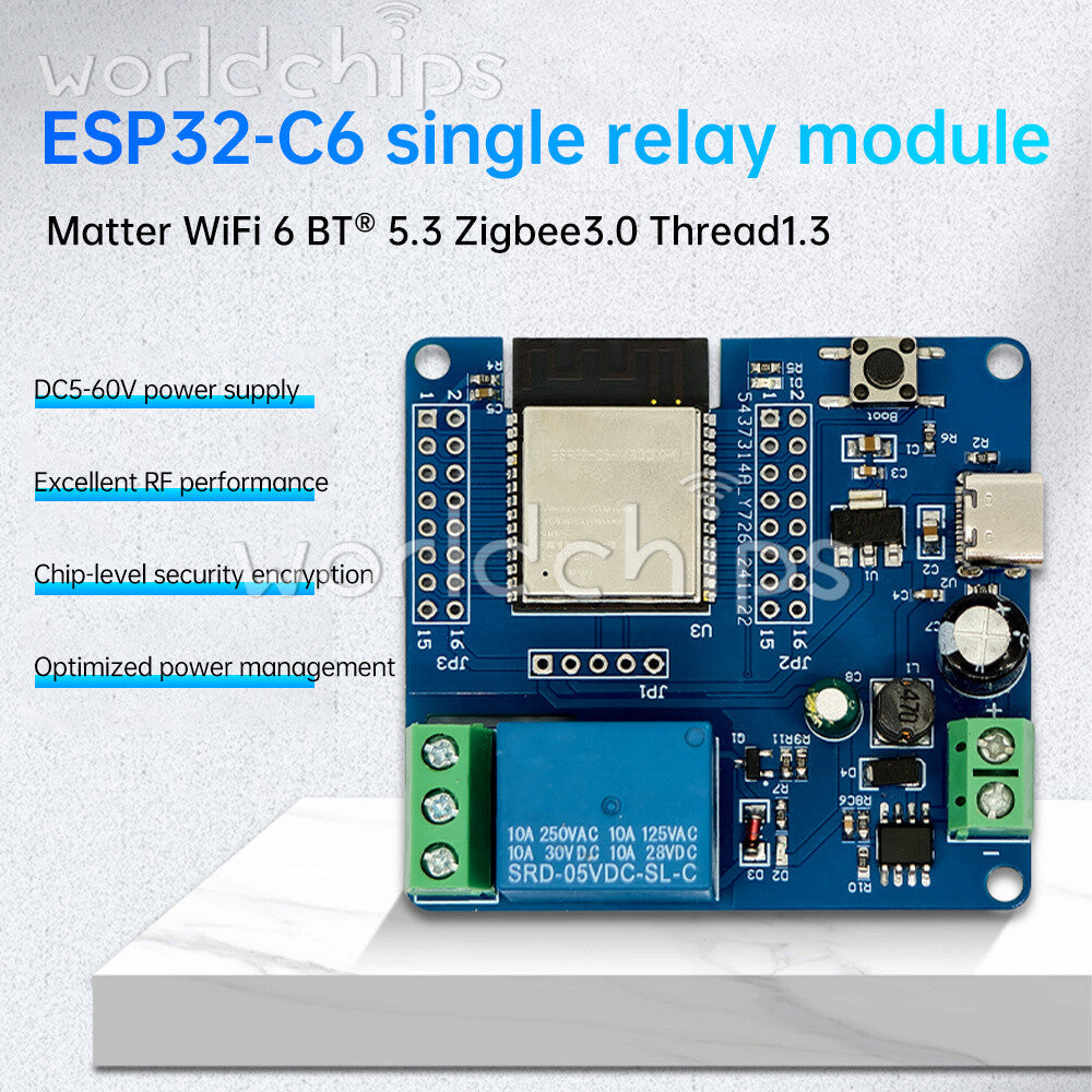 Type-C ESP32-C6 WIFI Bluetooth Development Board Single Channel Relay Module