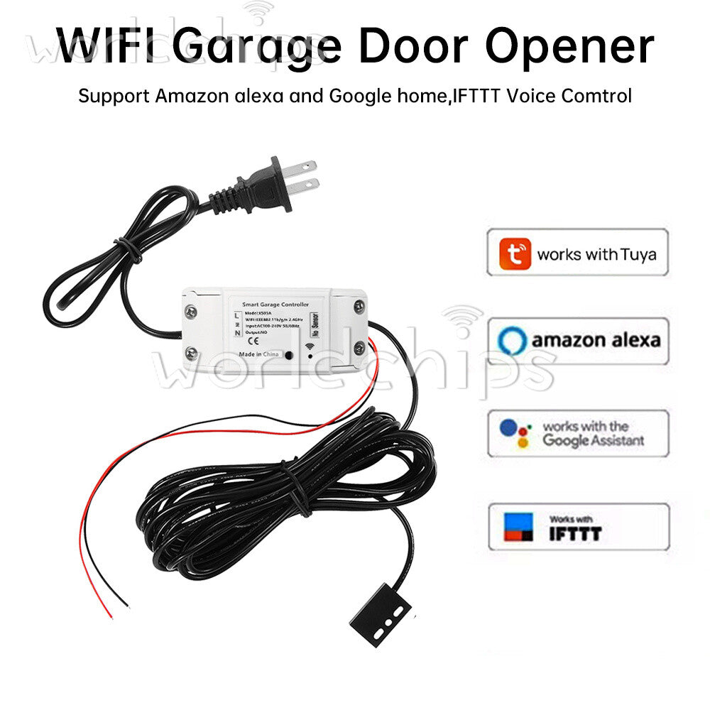 Tuya WIFI Smart Garage Door Controller APP Remote Control Timing Voice Control