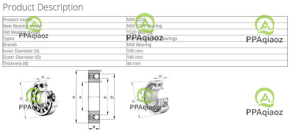 1PC NSK 2220 Self-Aligning Ball Bearings 100x180x46mm #P