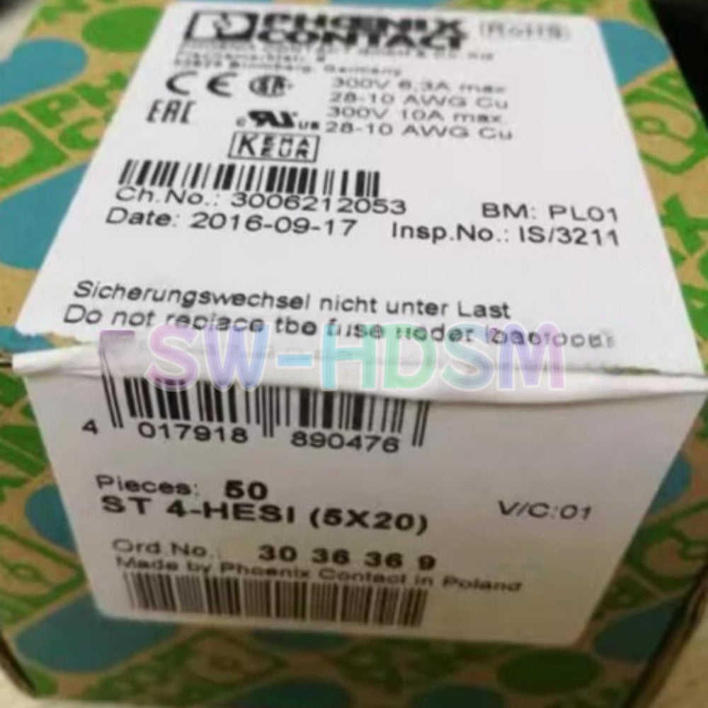 50PCS/Box  for Phoenix Contact ST 4-HESI (5X20) Fuse terminal 3036369