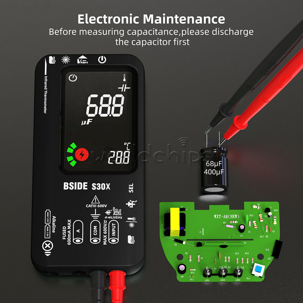 BSIDE S30 Digital Multimeter DC AC Voltage Current Ohm Resistance Tester 9999