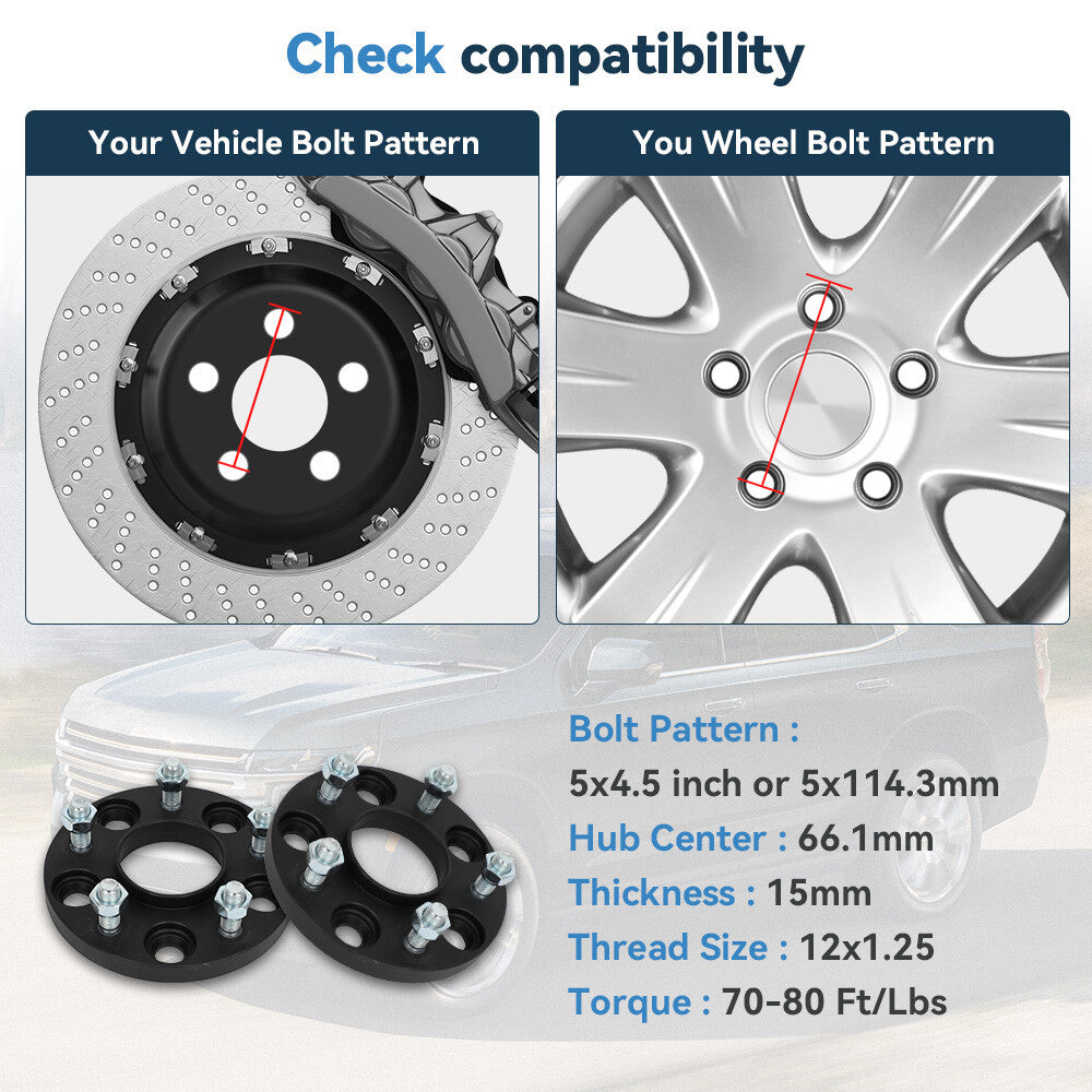 4Pcs 15mm 5x4.5 Hub Centric Wheel Spacers For Nissan 350Z 370Z Sentra Maxima