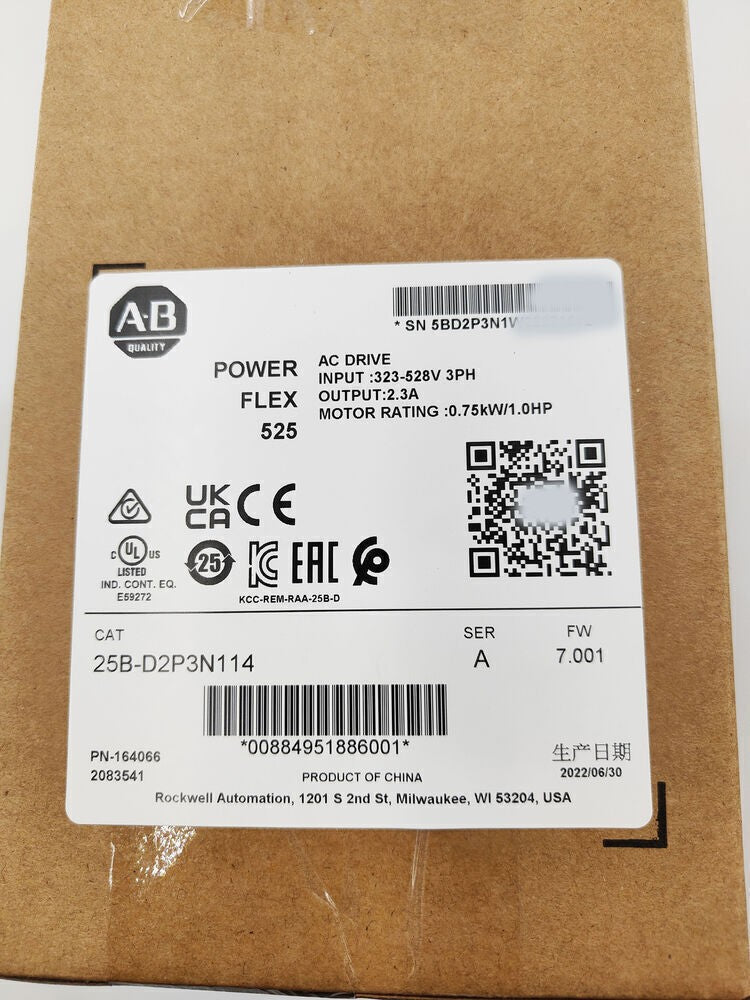 For Allen-Bradley 25B-D2P3N114 Ser A PowerFlex 525 0.75kW (1Hp) AC Drive Sealed