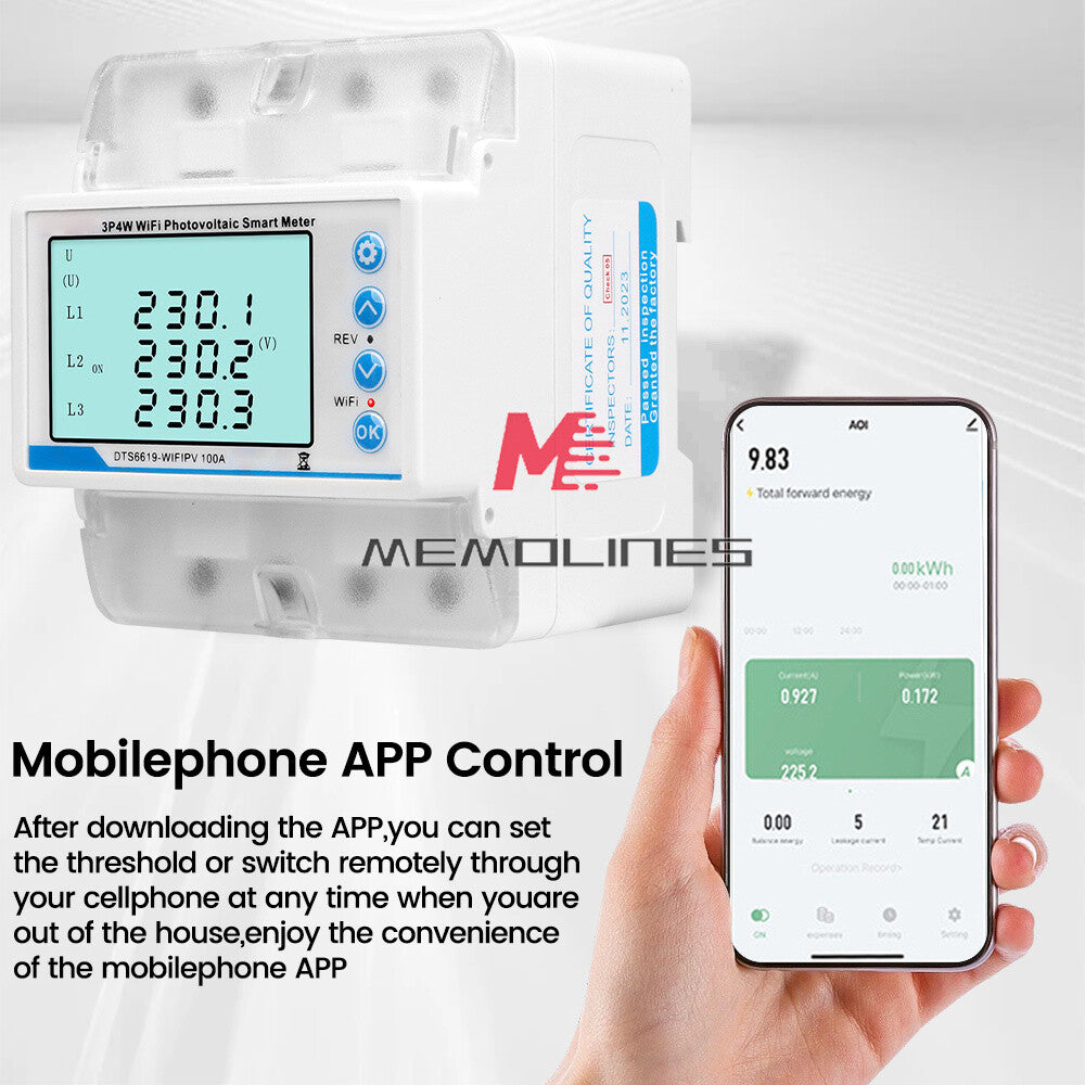 Tuya WiFi 100A 3-phase Smart Reclosing Switch Protector Limiting Circuit Breaker