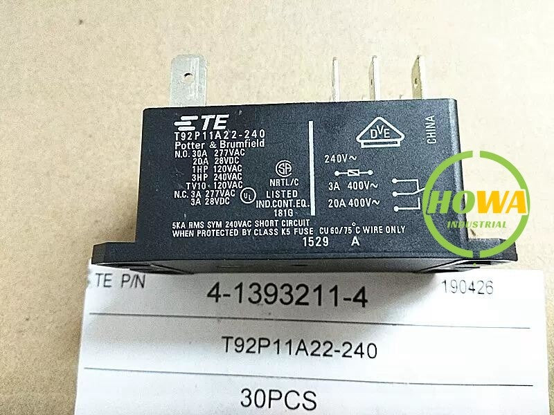 1/piece  T92P11A22-240 TE Power Relay 240VAC 8-pin 30A