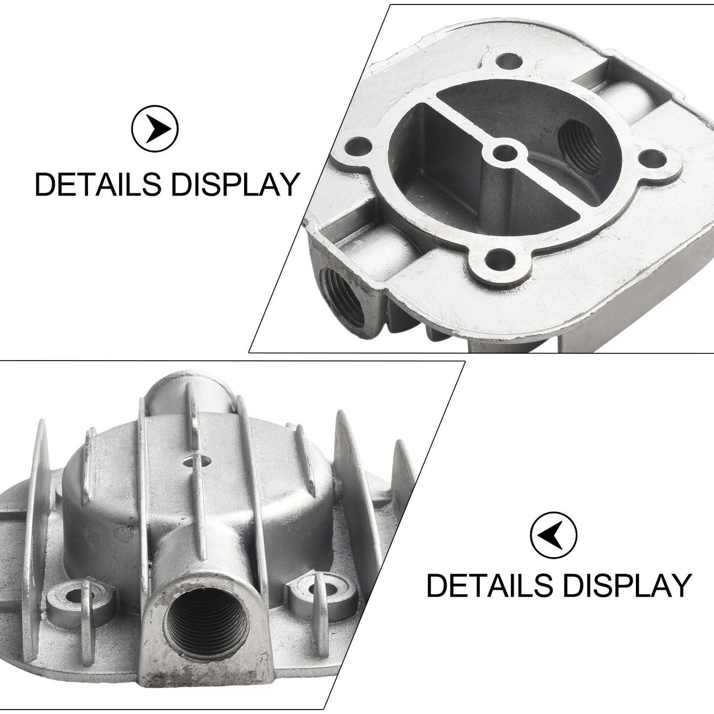 Silent Oilfree Air Compressor Cylinder Head Grey Cast Aluminum Replacement Part