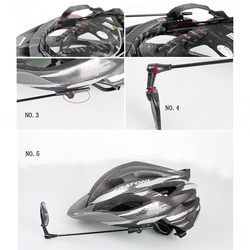 360° Rotatable MTB Bike Cycling Safety Helmet Mount Rear View Mirror For Riding