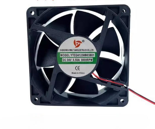 1PC YTD241238B03801 24V 0.50A 12CM 12038 2-wire Cooling Fan