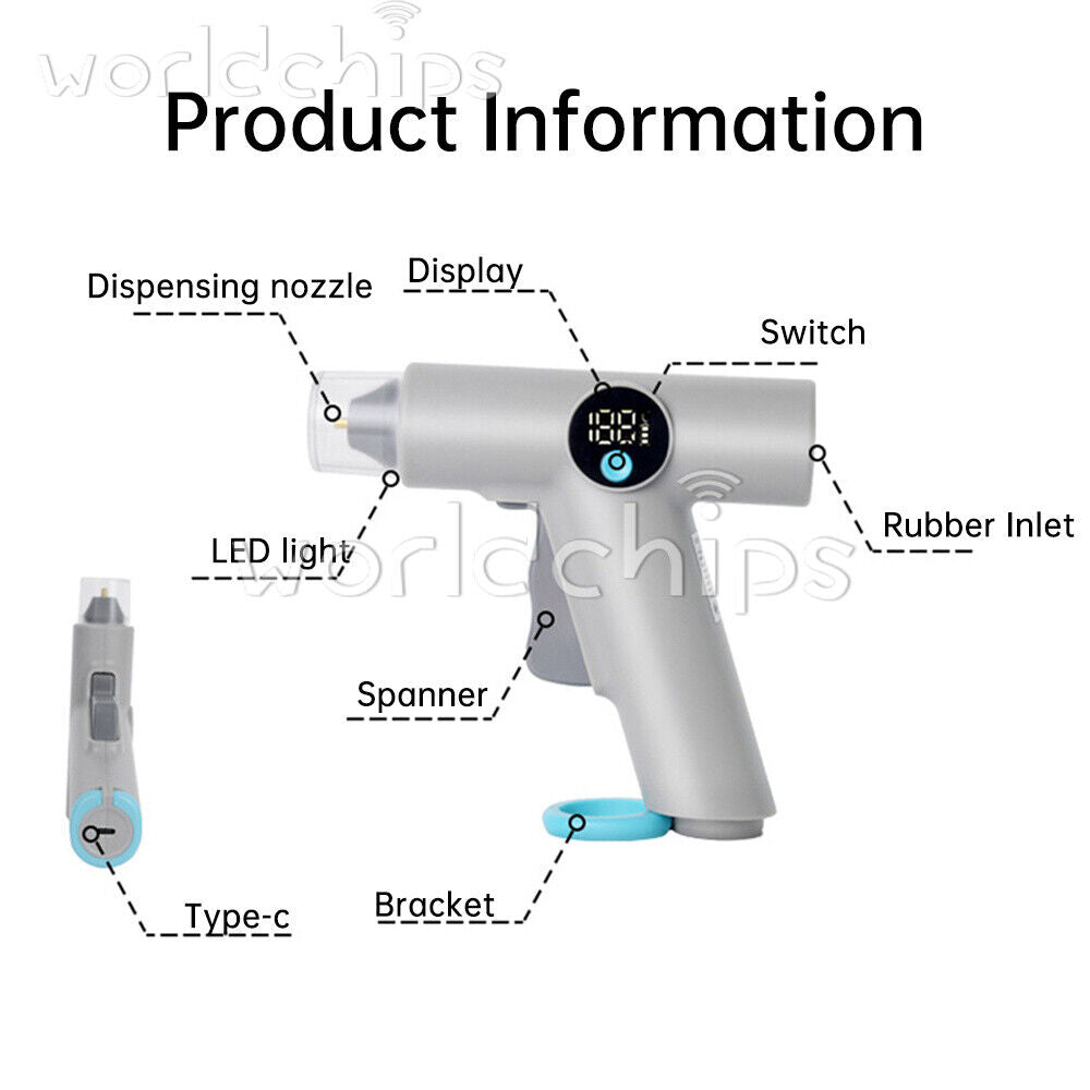25W LED Digital Cordless Hot Glue Gun With 22pcs Glue Stick For DIY Hand Craft