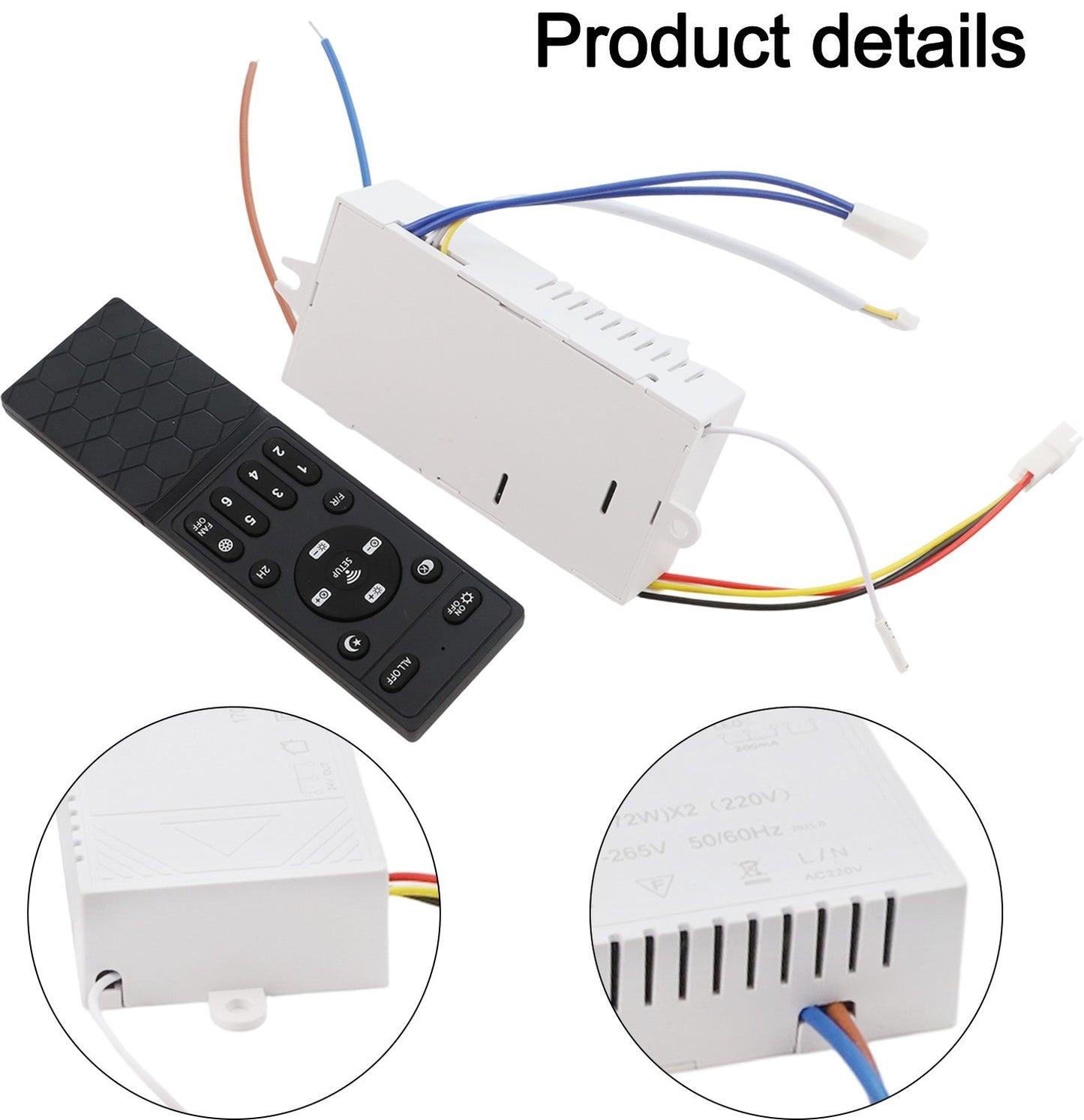 LED Ceiling Fan Remote Control 6 Speeds Light Adjustment Battery Monitor