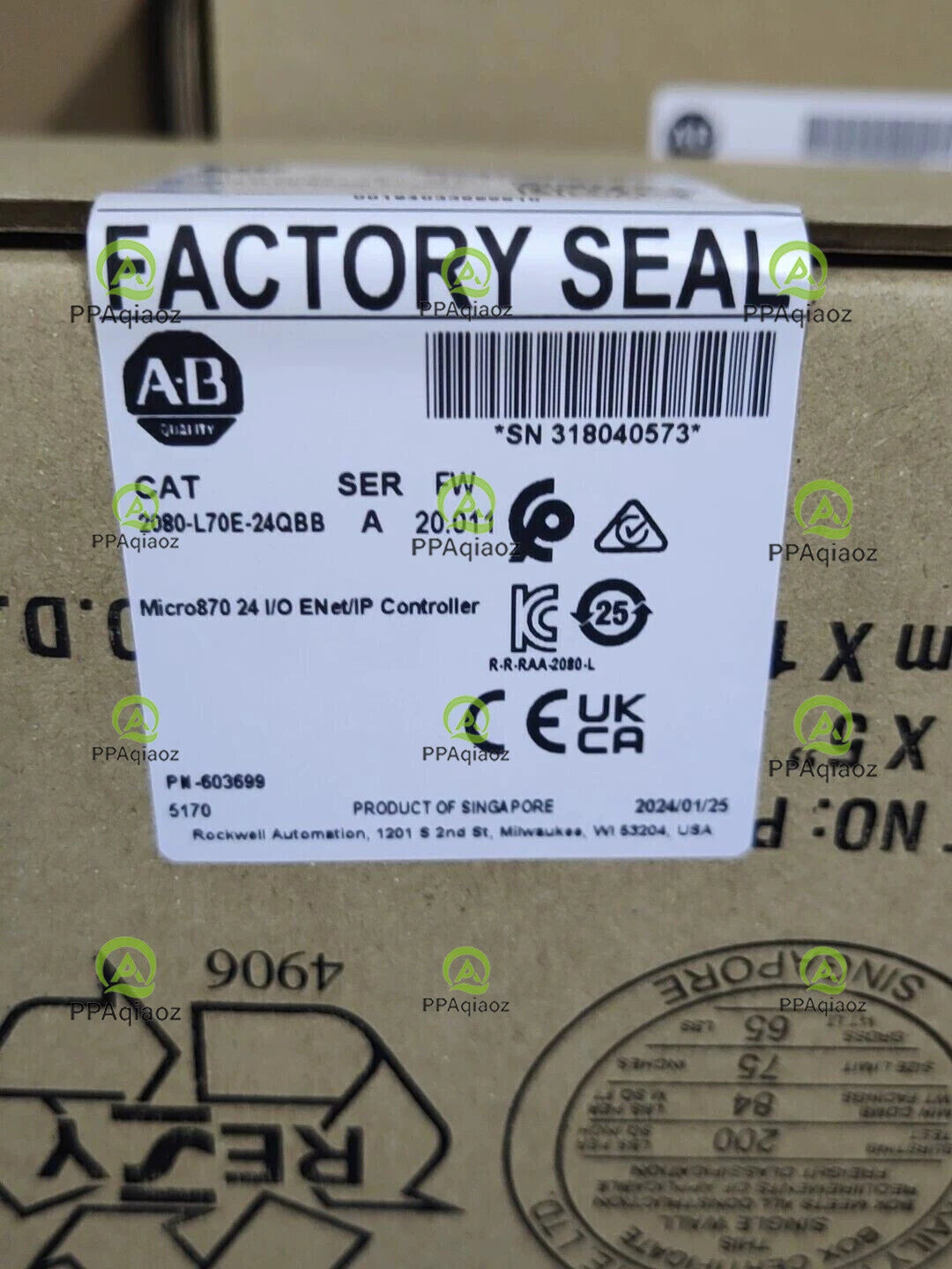 ALLEN-BRADLEY  2080-L70E-24QBB  MICRO870 24 I/O CONTROLLER