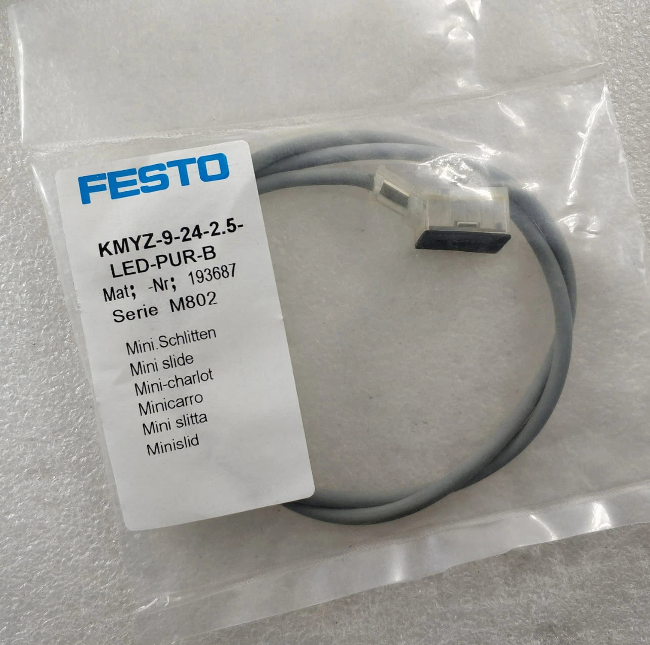FESTO cable KMYZ-9-24-2,5-LED-PUR-B 193687 #P