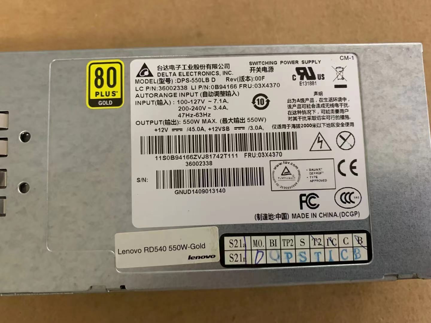 For Lenovo RD340/RD430/RD540/RD640 550W Server Power Supply DPS-550LB C/B/D