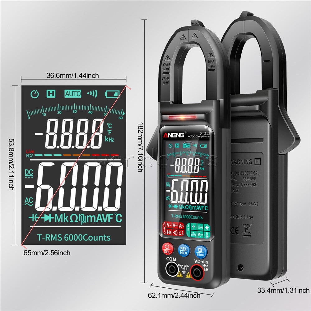 ANENG ST212 Pro Digital Clamp Meter 6000 Counts Voltage Current NCV Multimeter