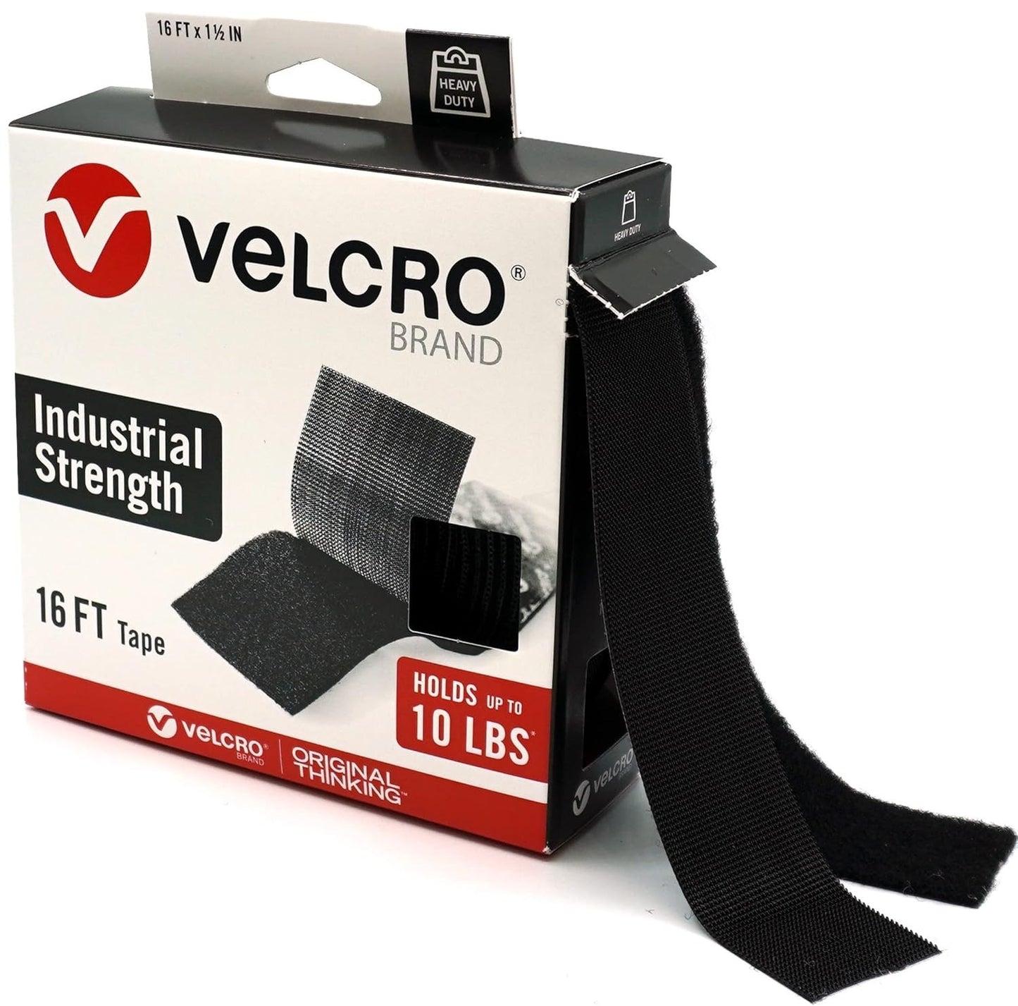 16-Ft Heavy Duty Hook and Loop Tape, 1.5in Width, Holds 10 lbs, Indoor/Outdoor