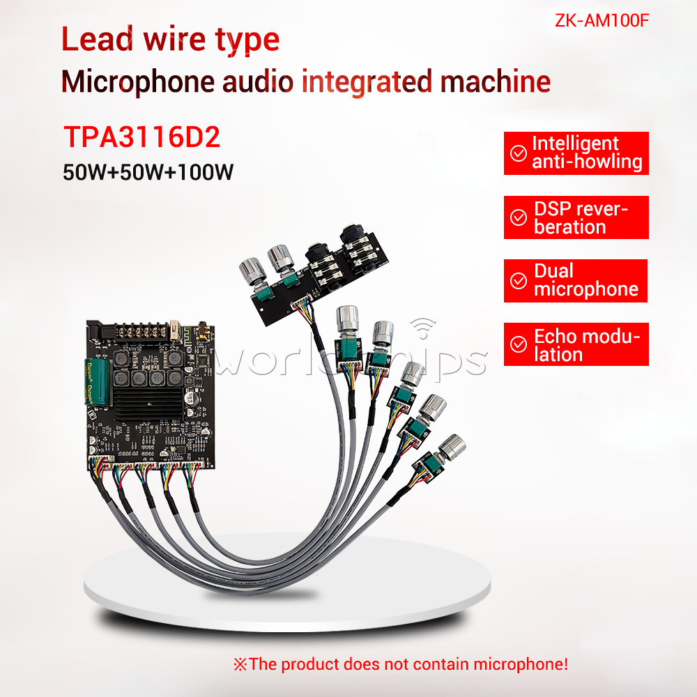 ZK-AM100F 2.1 Channel Bluetooth Power Amplifier Board 50WX2+100W Power TPA3116D2