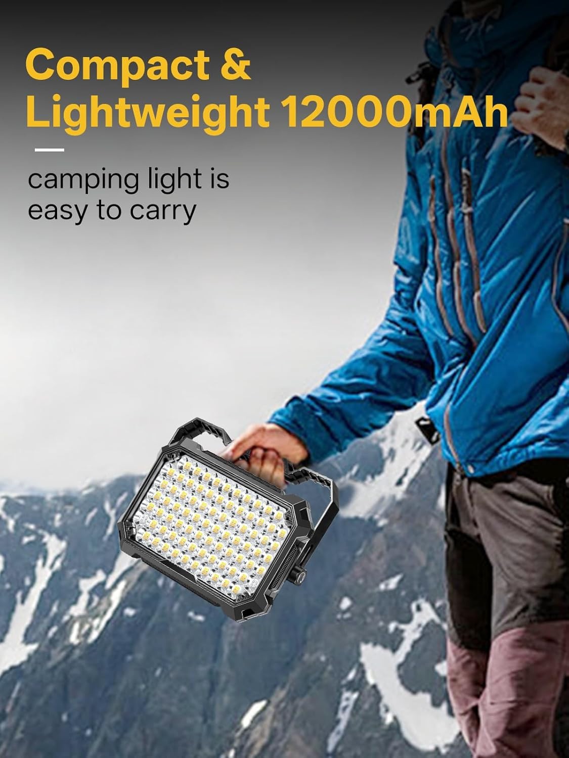 Rechargeable LED Work Light, 12000mAh, 10000LM, 4 Modes, IP65 Waterproof