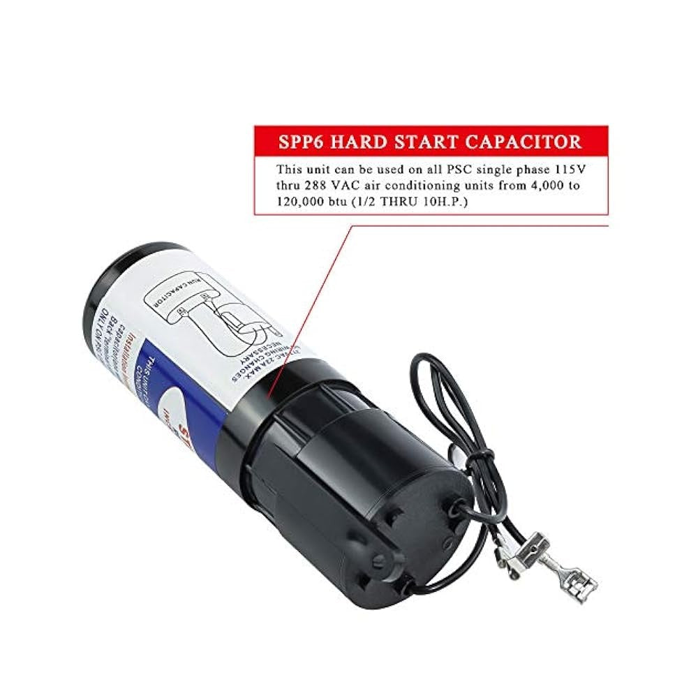 SPP6 Hard Start Capacitor, 115-288VAC, for AC Units 4k-120k BTU
