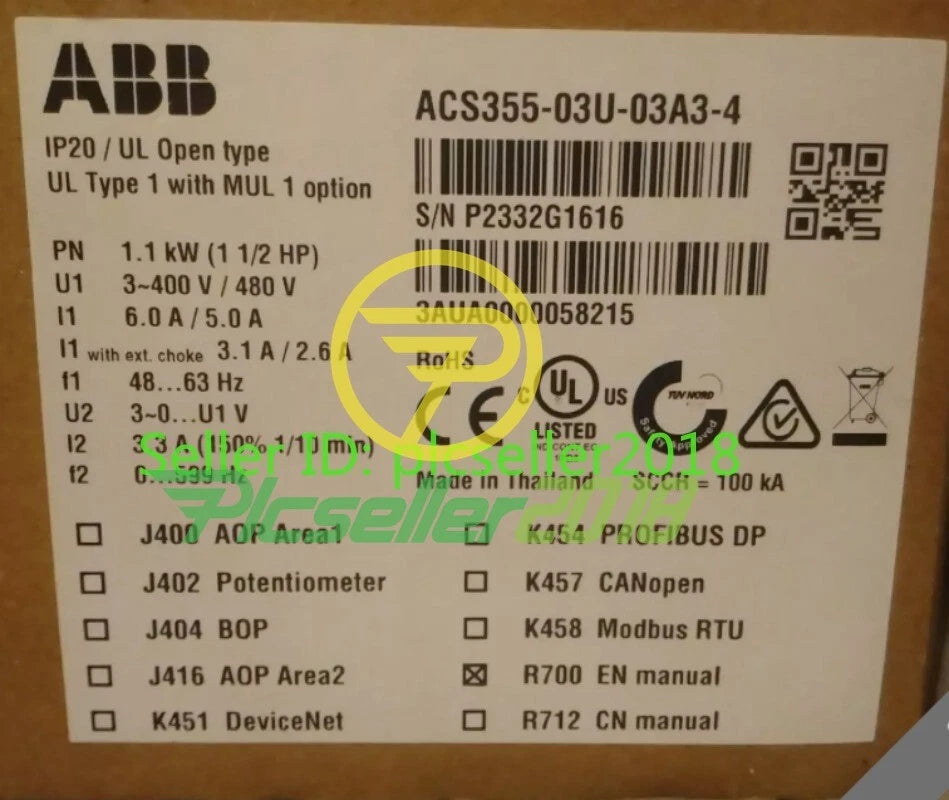 1 PC ACS355-03U-03A3-4 1.5KW  ABB Frequency Converter Fast delivery
