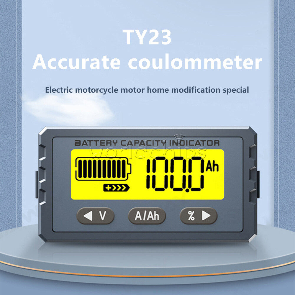 TY23  Coulometer Voltmeter 50A 100A Lifepo4 Battery Tester Capacity Indicator
