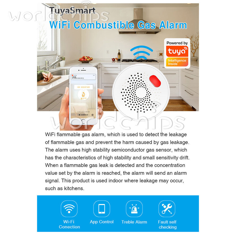 Natural Gas Sensor Combustible /Household Smart WiFi Gas Detector Leakage Alarm