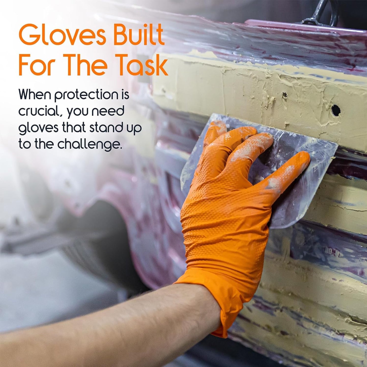Inspire Heavy Duty Orange Nitrile Gloves | ULTRA 8 Mil Diamond Textured Grip | I