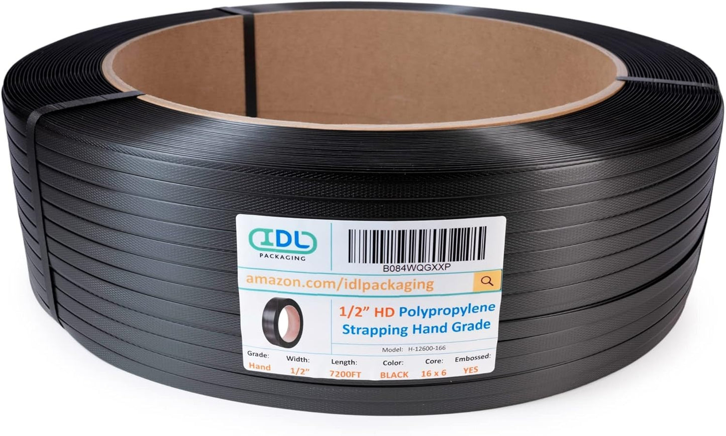 1/2" x 7200' Polypropylene Strapping Roll, Hand Grade 600 lbs Break Strength