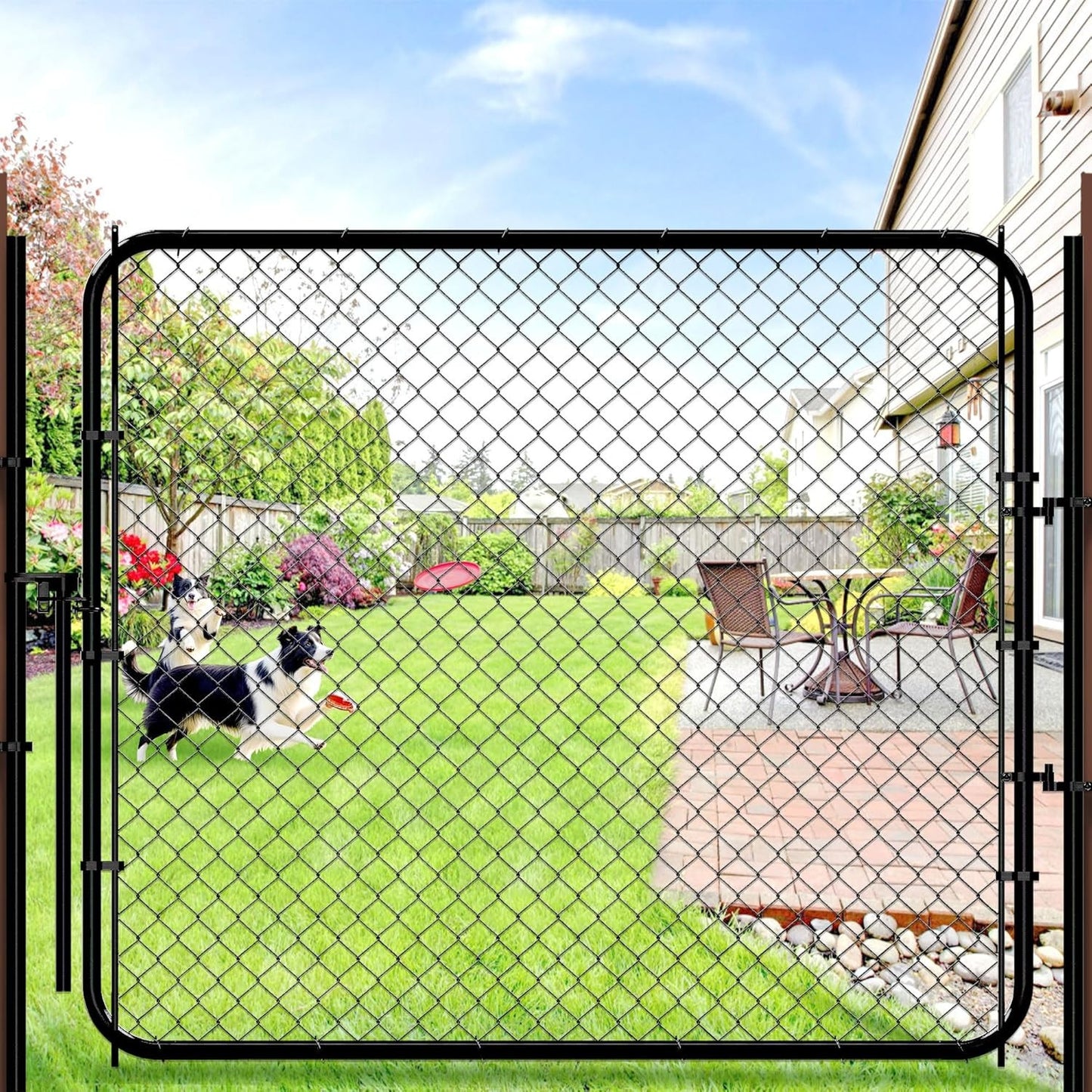 Adjustable Chain Link Fence Gate Kit - 26"-72" W x 5' H, Metal, Anti-Rust