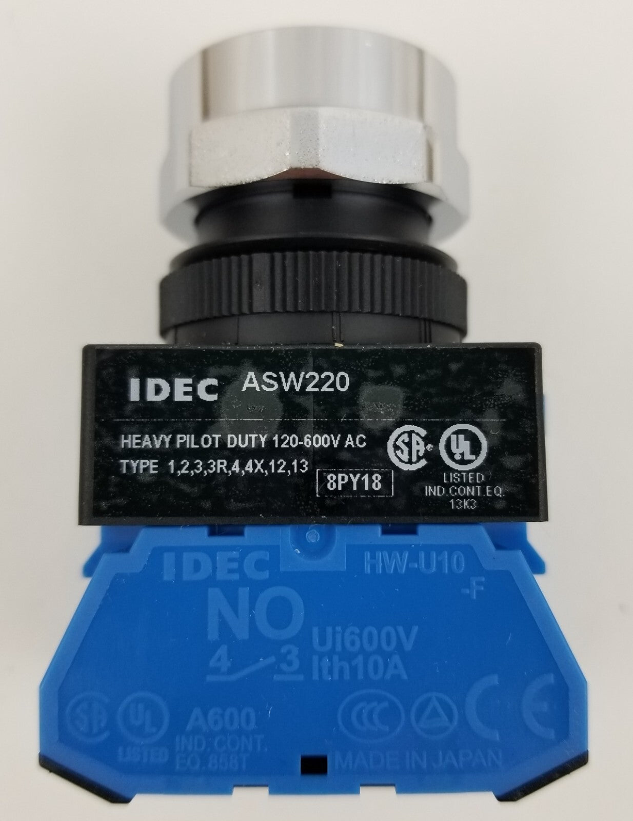 1PCS  IDEC ASW220 Selector Switch 2-Position Maintained 2NO Panel Mnt 22mm