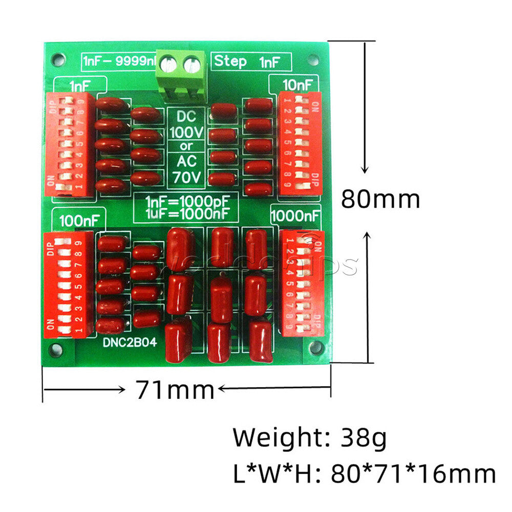 DC100V/AC70V 1nF to 9999nF Step-1nF Programmable Capacitor Board Film Capacitor