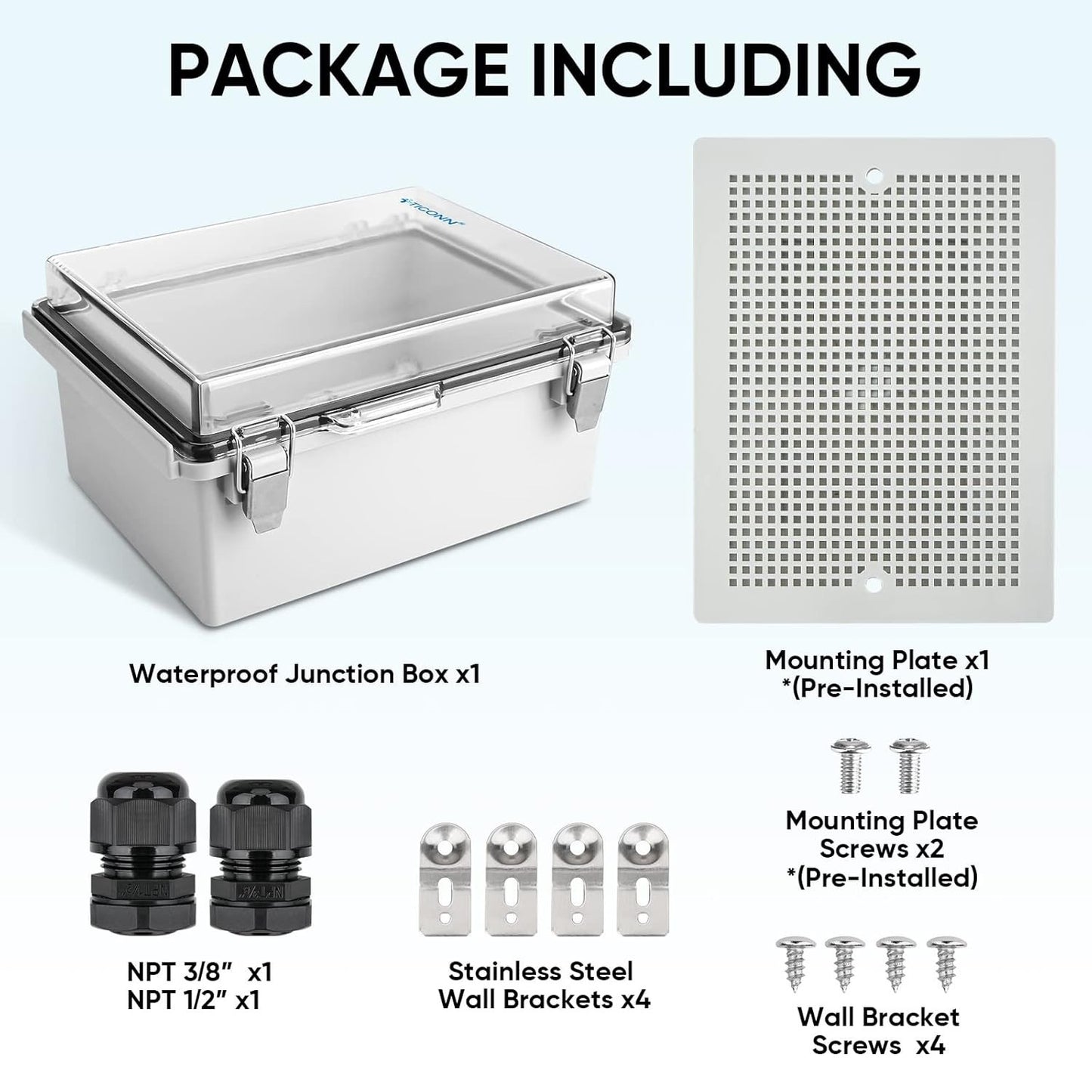 Waterproof Electrical Junction Box IP67 ABS Plastic Enclosure with Hinged Cover