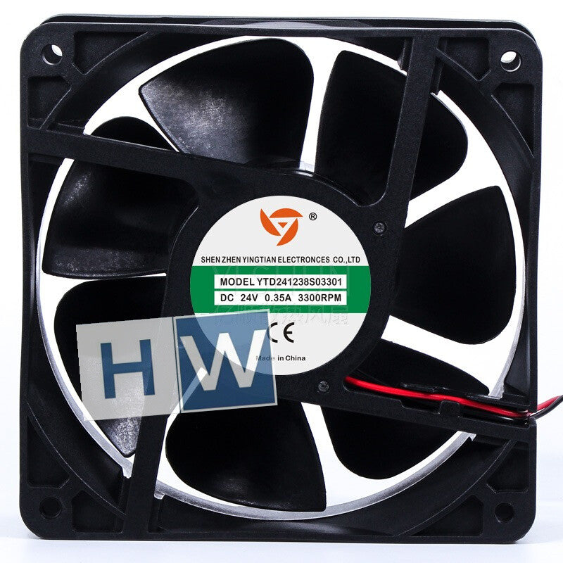 1PC YTD241238S03301 3300RPM DC24V 0.35A 12CM Welding Machine Radiator Fan 2-wire