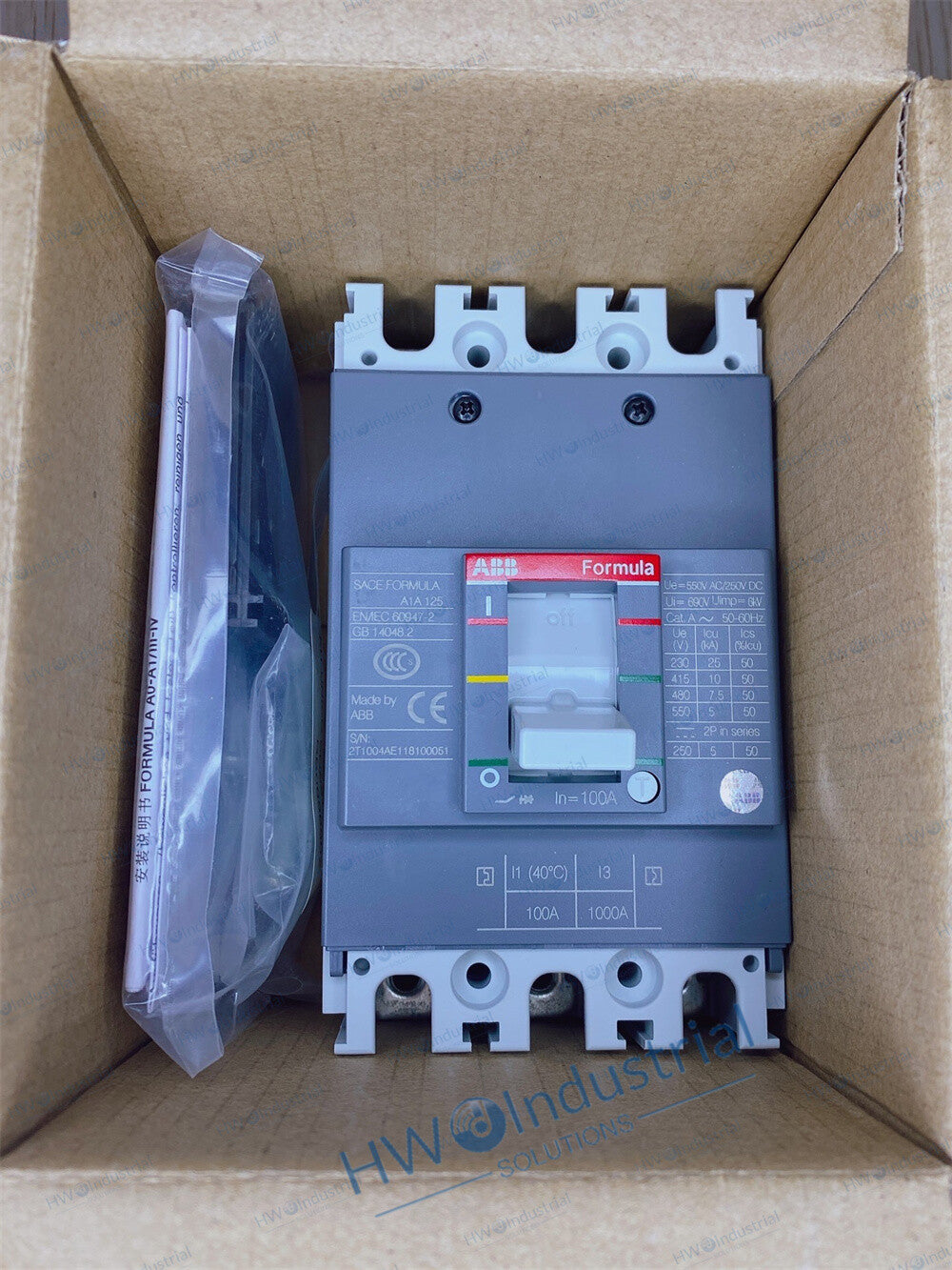 1/Piece MCCB  A1A125 TMF100/1000 FF 3P 100A ABB Tmax Molded Case Circuit Breaker
