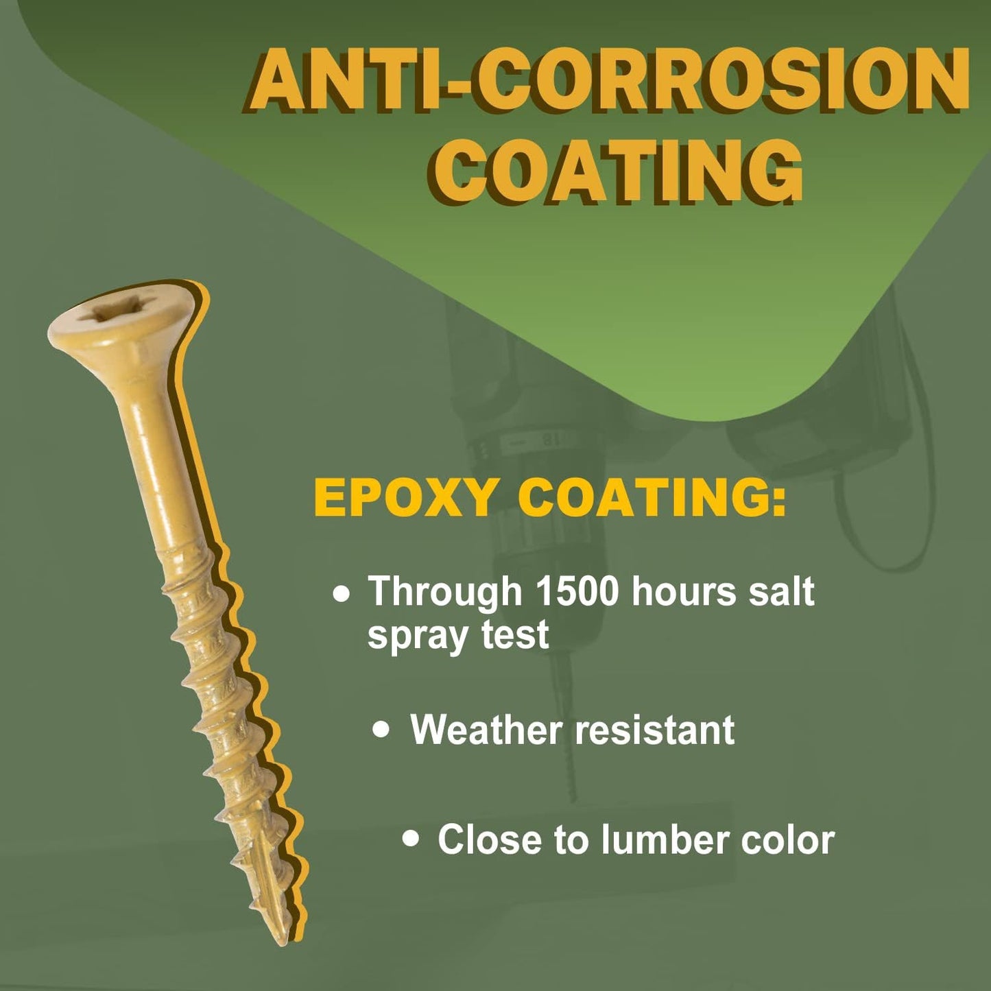 Deck Screws 3 Inch, Wood Screws #10 X 3, 300 PCS, Rust Resistant, Exterior Epoxy