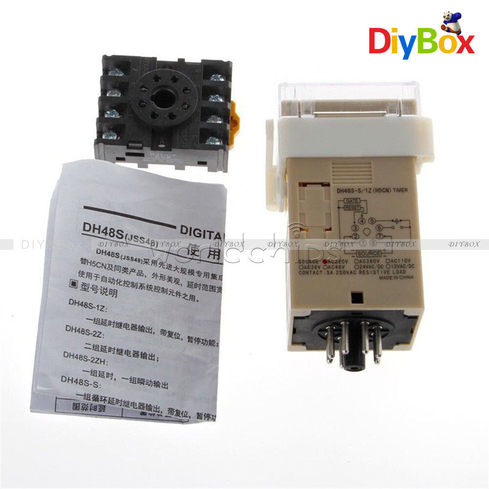 DH48S-S Digital AC 220V Precision Programmable Time Delay Relay W/ Socket Base