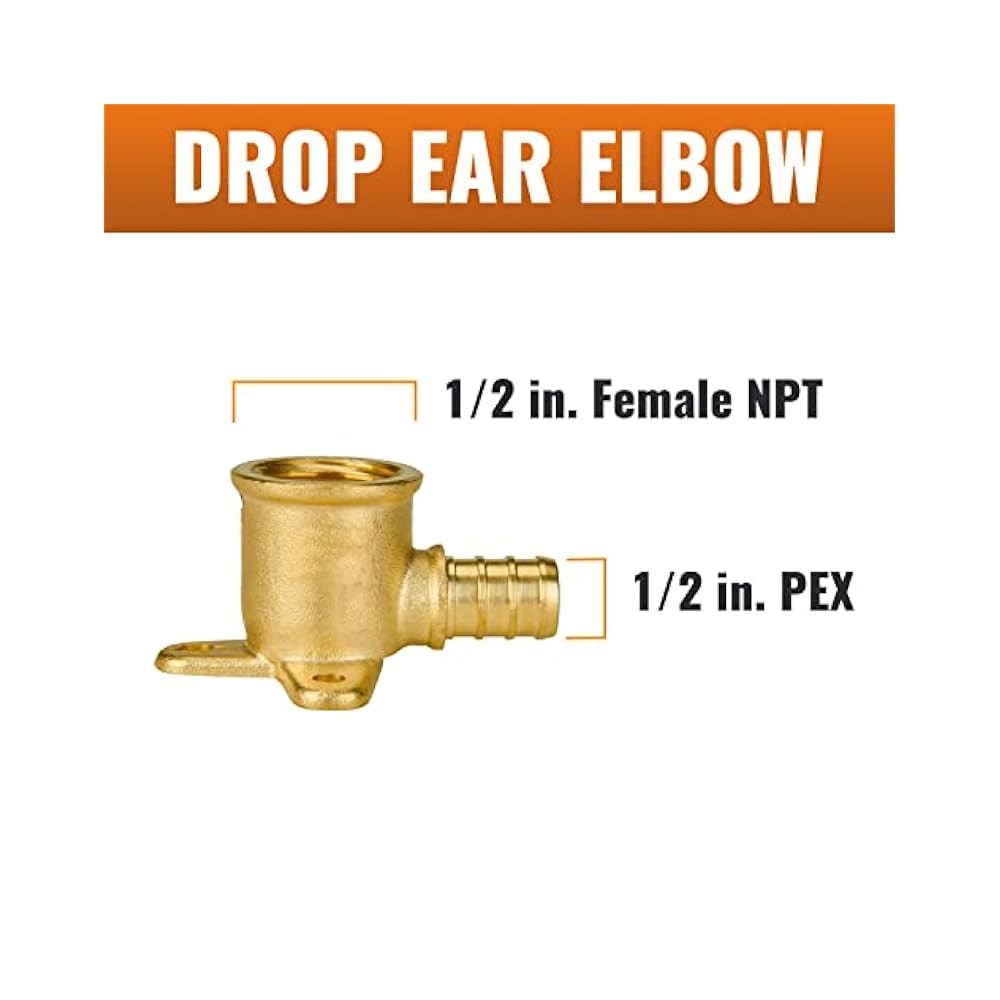 4-Pack 1/2" Pex Drop Ear Elbow, No Lead Brass, UPC, ASTM F1807
