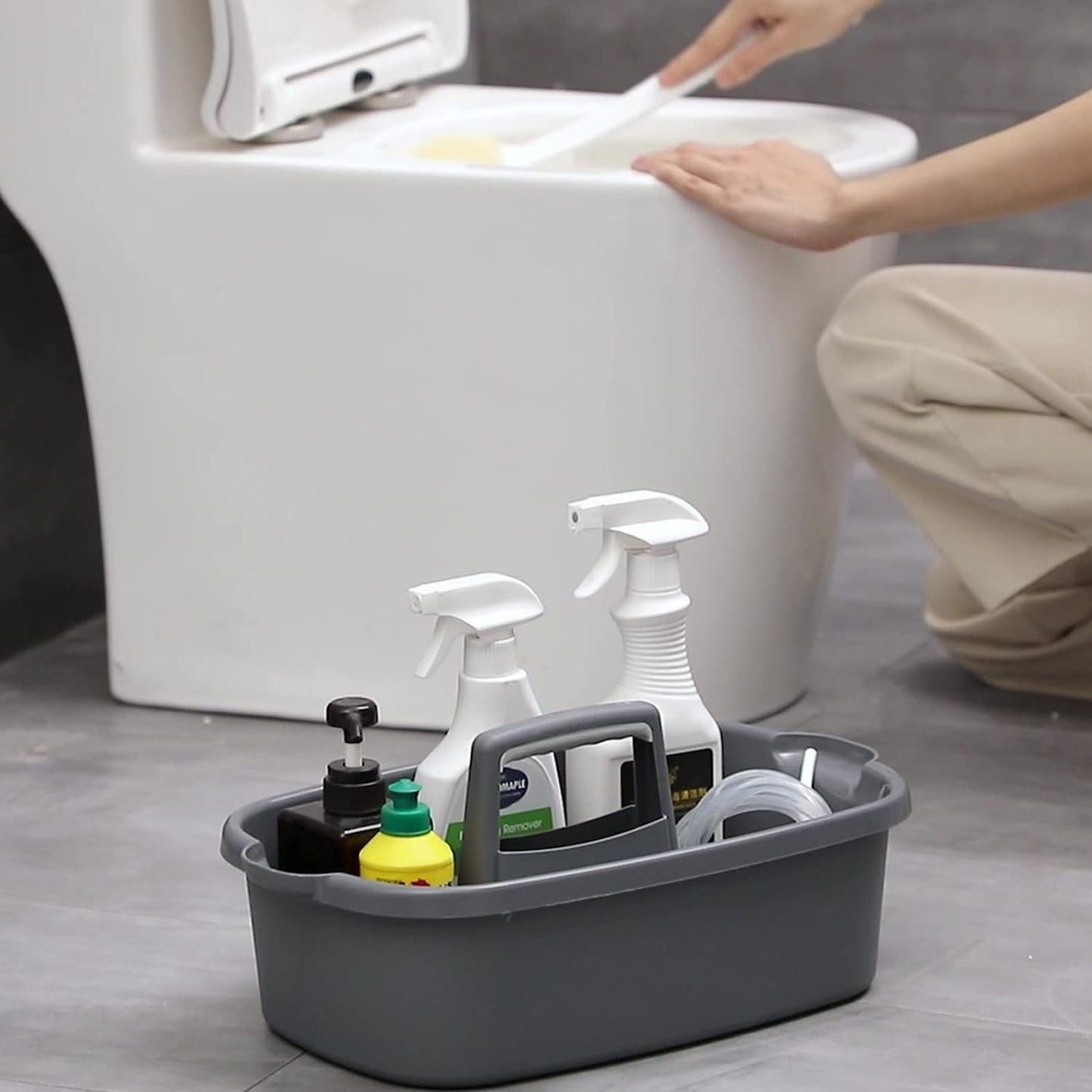 Large Cleaning Supplies Caddy Portable Shower Basket Supply Organizer with Handl