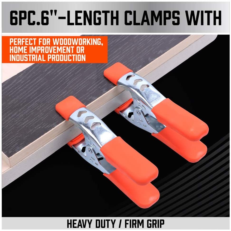 6-Piece 6" Inch Spring Clamp, Heavy Duty Spring Metal Spring Clamps, 2.5"-Inch J