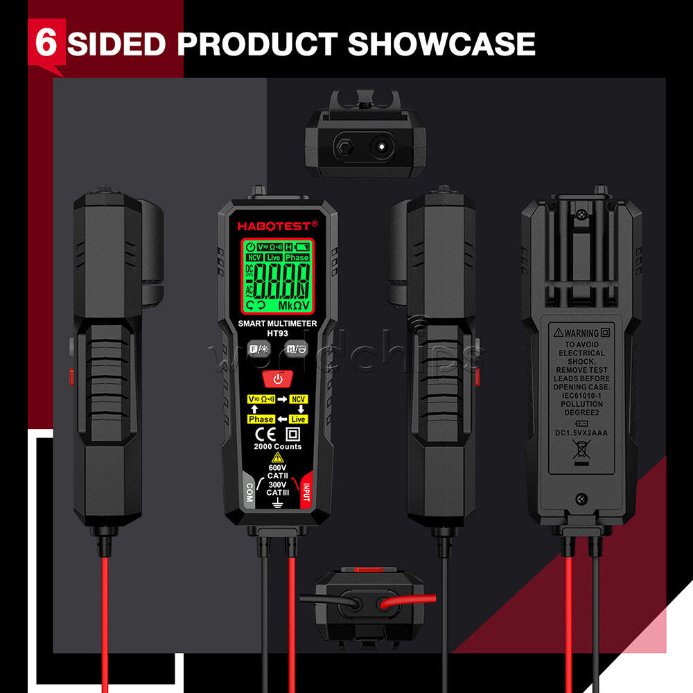 HABOTEST HT93 Digital Multimeter Smart Meter 2000 Counts Volt AC/DC NCV Tester