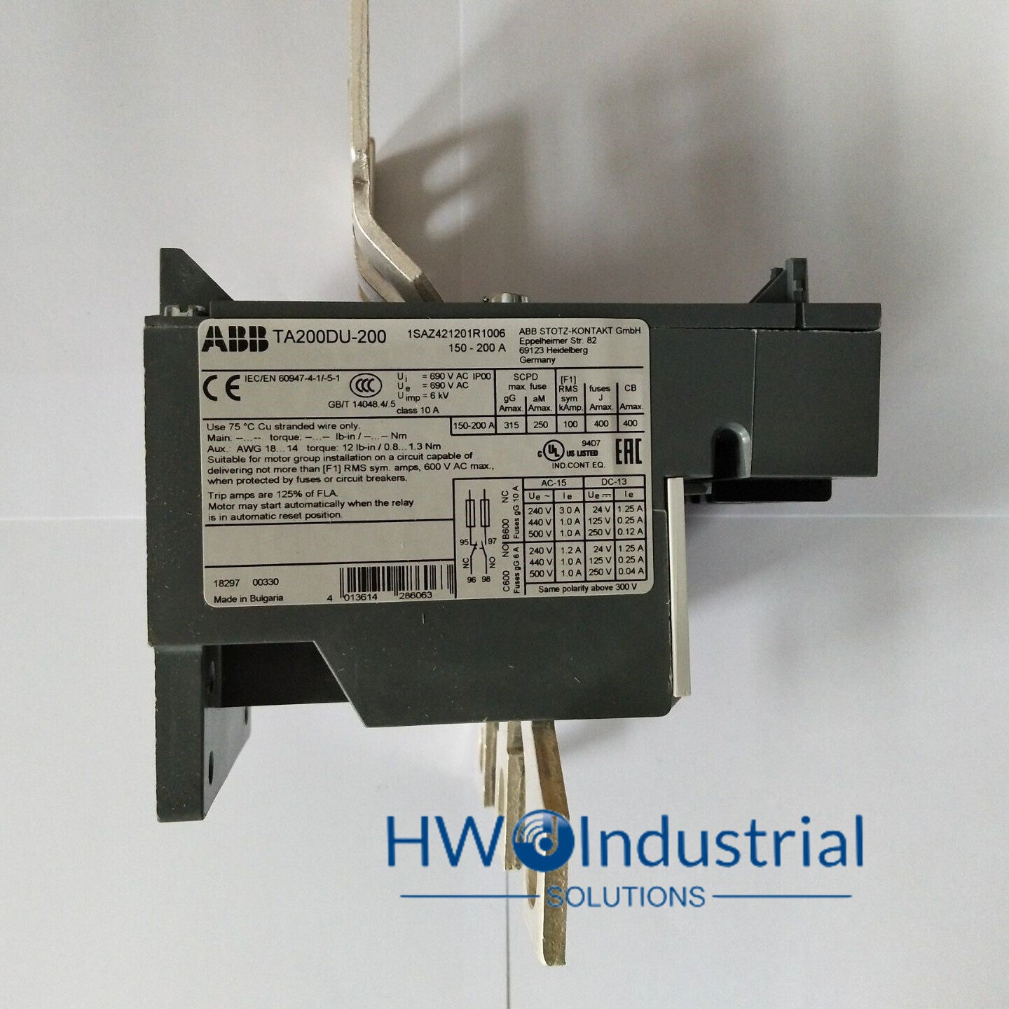 1PC  TA200DU-200 150-200A ABB Thermal Overload Protection Relay
