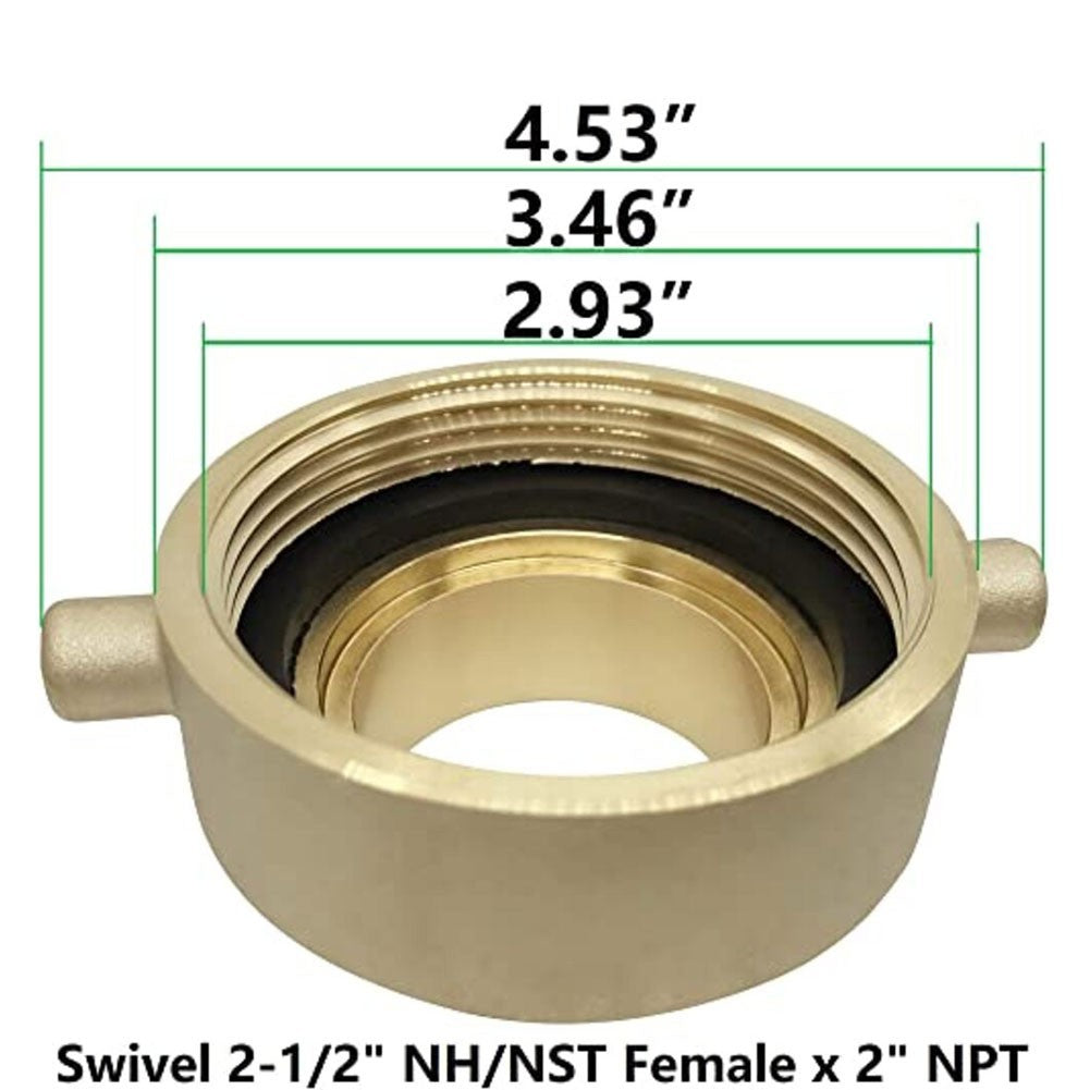Fire Hydrant Hose Adapter Brass 212 NST Female x 2 NPT Male with Pin Lugs