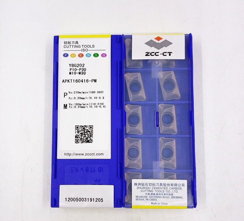10Pcs ZCC.CT APKT160416-PM YBG202 CNC milling blade carbide inserts