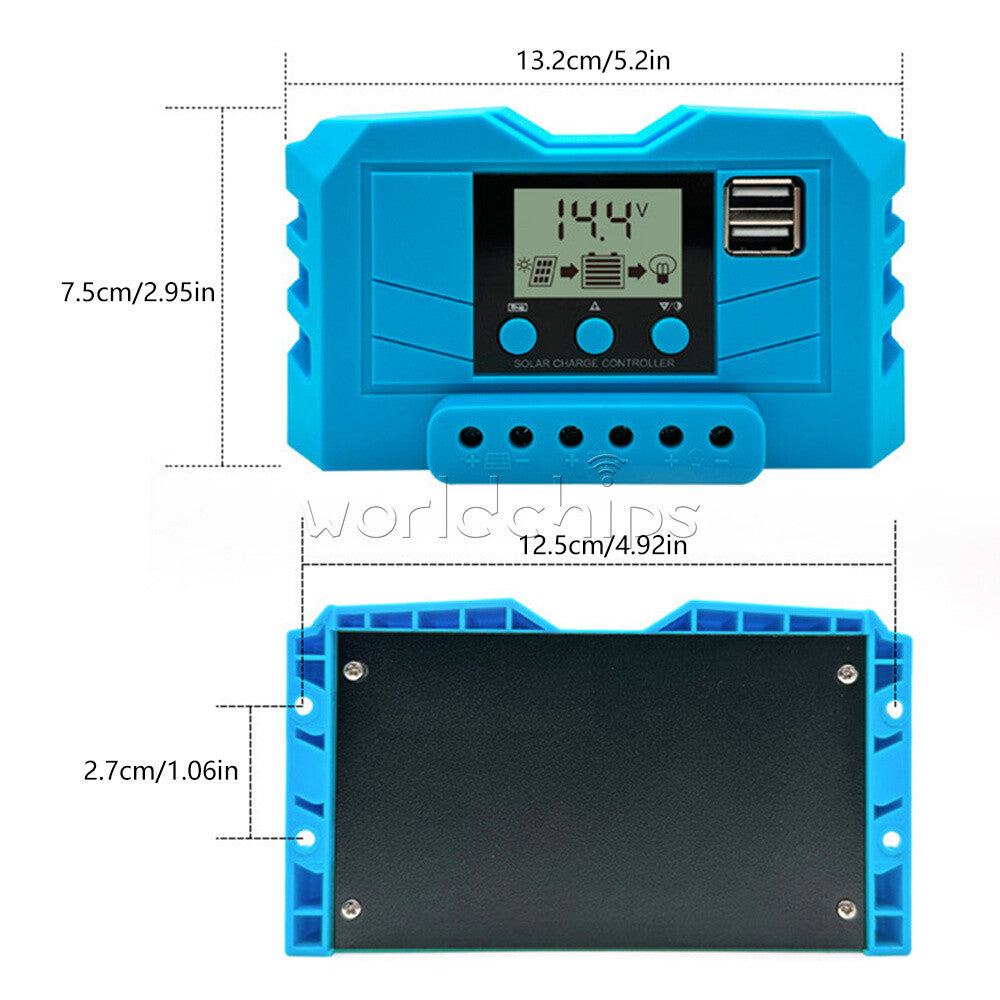 10A/20A/30A 12V/24V PWM Photovoltaic Solar Battery Charge Controller LCD Display