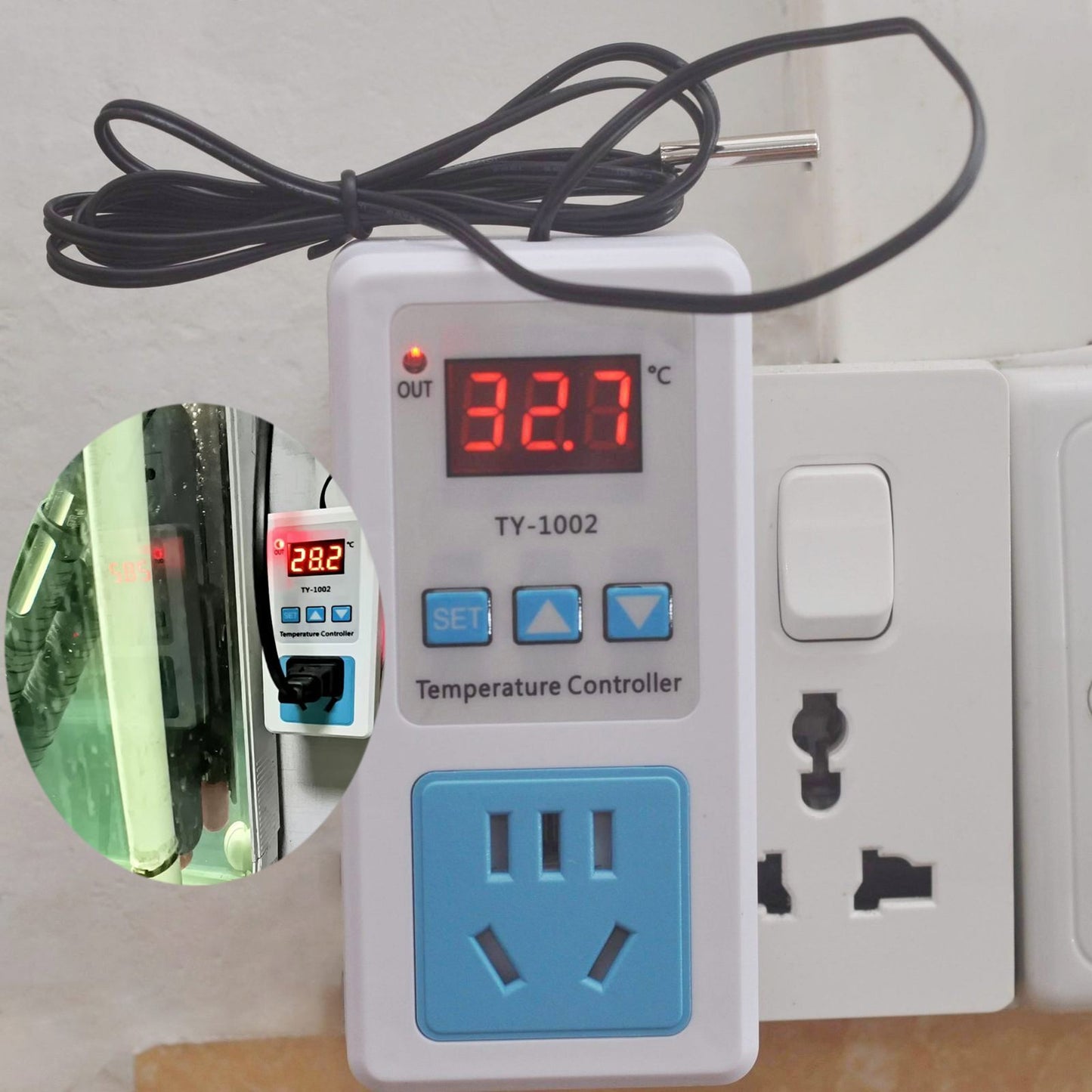 220V Temp. Controller Adapter for Fish Tank Aquarium Greenhouse Heating Control