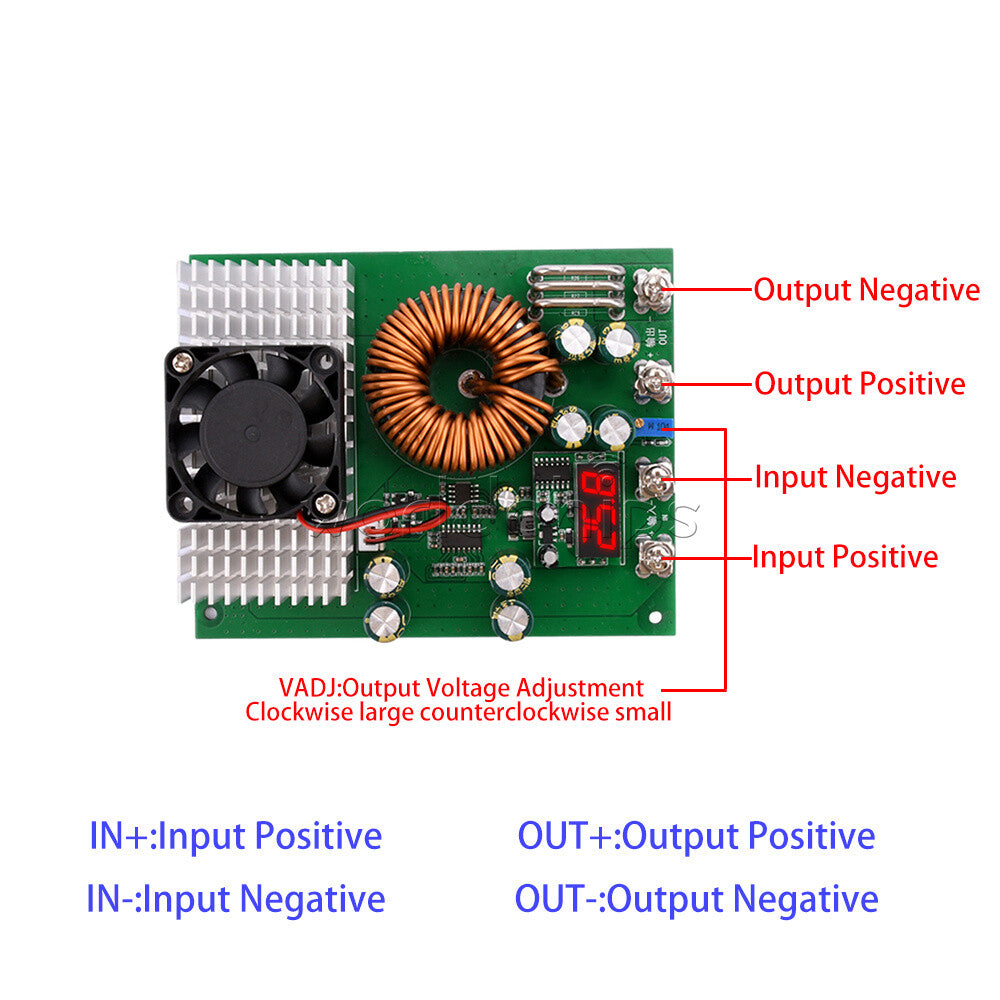 DC-DC 25-90V To 2.5V-50V Adjustable Buck Step-down Power Supply Module With Fan