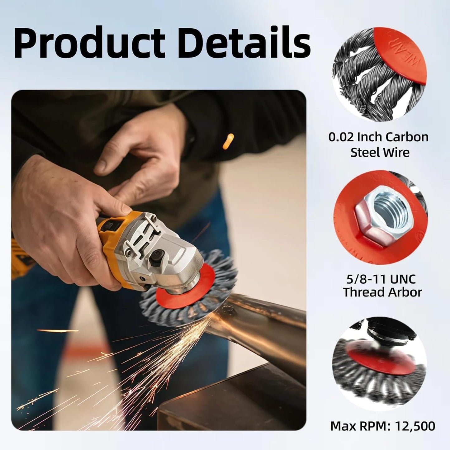 5 Pack 4 Inch Twist Knotted Wire Wheel Brush for Angle Grinder with 5/8 Inch-11